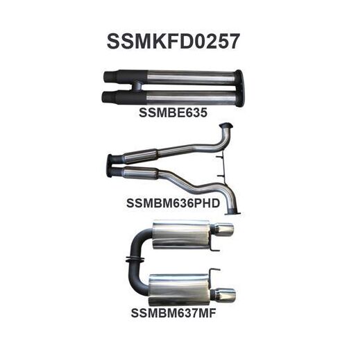 Ford Mustang FM V8 3in Dual Cat Back MEDIUM NOISE (Hotdogs Centre/Mufflers Rear)